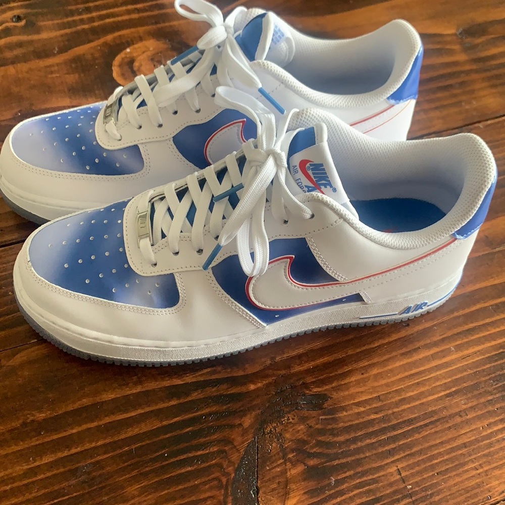 Red, white & blue nike air force 1’s